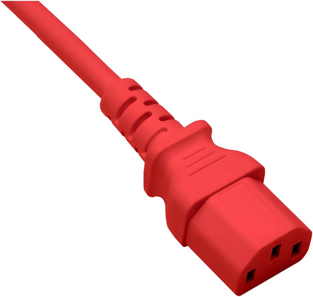 DINIC Stromkabel Netzkabel CEE 7/7 Schutzkontaktstecker auf C13, VDE, (1,80m, rot) – Bild 3