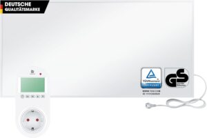 BR Bringer Infrarotheizung 1200 Watt - mit Steck-Thermostat - Infrarot Elektroheizung Energiesparend - TÜV & GS - Deutsche Qualitätsmarke (weiß)