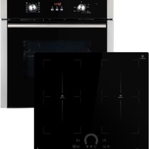Autarkes Herdset: 60cm Einbaubackofen BO8805SS + 59cm Induktionskochfeld IH85904FZ / Grill/Heißluft/Automatik-Timer / 2-fach Wärmeschutzverglasung/Kindersicherung / SET8805IH594FZ