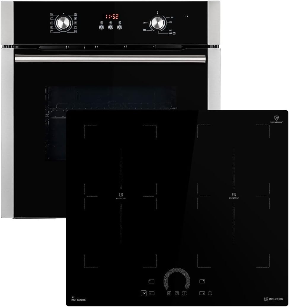 Autarkes Herdset: 60cm Einbaubackofen BO8805SS + 59cm Induktionskochfeld IH85904FZ / Grill/Heißluft/Automatik-Timer / 2-fach Wärmeschutzverglasung/Kindersicherung / SET8805IH594FZ