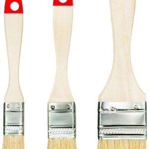 M7 3 STK. Flachpinsel-Set: 1x 3/4" (ca. 20 mm), 1x 1“ (ca. 25 mm), 1x 1,5“ (ca. 38 mm), Serie 30/Serie 01, Lackierpinsel mit Synthetischen Hellen Borsten, Malerpinsel mit Naturholz und Stahlzwinge