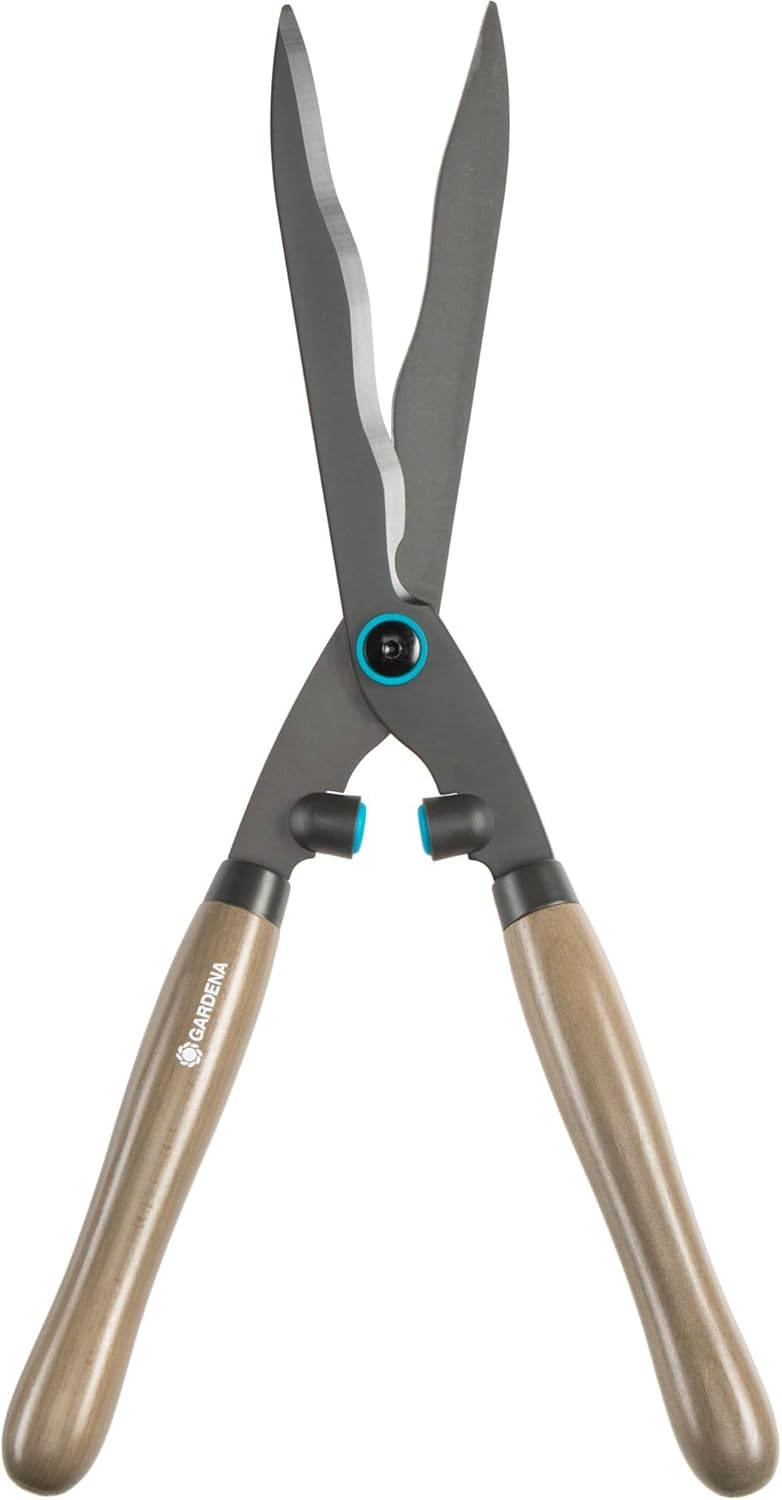 Gardena Heckenschere NatureCut: Robuste Gartenschere zum Schneiden von Hecken und dickeren Ästen, 23 cm, antihaftbeschichtete Messer, ergonomische Holzgriffe (12300-20)