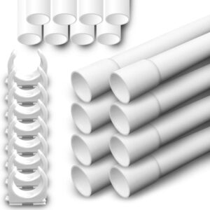 ARLI Installationsrohr M25 gemufft 12m + 25x Klemmschelle – Kabelrohr starr PVC schwer entflammbar 25mm für Aufputzinstallation Weiß