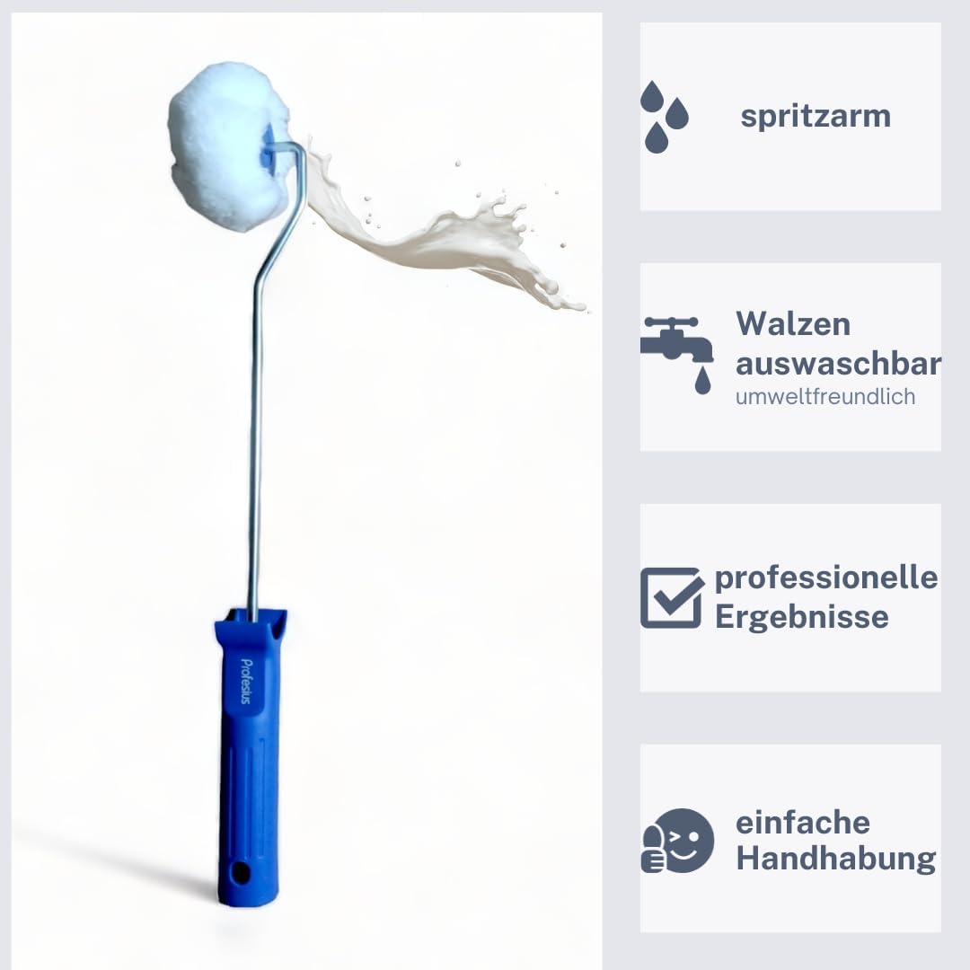 Profi Eckenroller Eckroller Eckwalze + Ersatzrollen Farbroller Maler Farbwalze - Farbauftrag in Ecken, Kanten und engen Räumen…(Bügel + 3 Rollen) – Bild 2