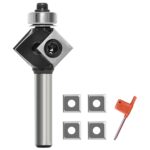 45 Grad FräSer Fasefräser 8mm Schaft, mit 4 Stück Wendeplatten, Bevel Einfassung Austauschbare-Klinge Oberfräse Fräser, für Schneiden einer 45-Grad-Fase an der Holzkante