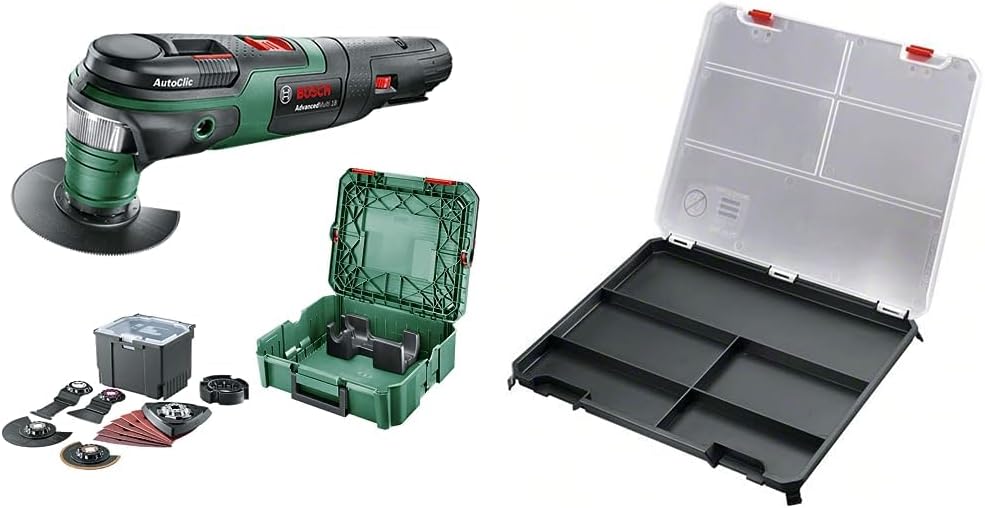 Bosch Multifunktionswerkzeug AdvancedMulti 18 (ohne Akku, 18-Volt-System, Universal-Zubehör-Set, in SystemBox | Größe S) - Amazon Edition & 1600A019CG Deckelbox (für SystemBox, im Karton)