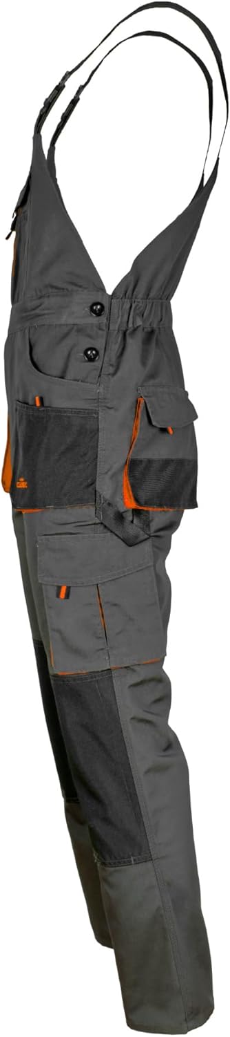 ART.MAS Arbeitshose Latzhose Classic – Robuste Arbeitslatzhose aus Polyester/Baumwolle (270 g/m²), 10 Taschen, Kniepolstertaschen, Graphit Orange – Bild 5