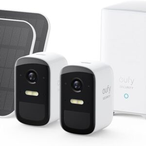 eufy Security eufyCam 2C 2-Kamera-Set, Solarpanel, Überwachungskamera Aussen Solar, HomeKit-kompatibel, 1080p HD, IP67-Wetterfest, Nachtsicht, Ohne monatliche Gebühren