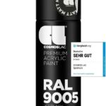 COSMOS LAC Sprühlack schwarz, matt - Spraydosen Sprühfarbe DIY Lack Acryllack Spray Farbspray Sprühdose Lackspray Farbe für Kunststoff, Metall, UVM. (RAL 9005 - schwarz matt)