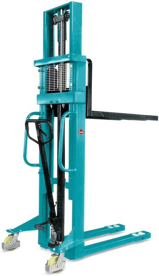 Ameise Hydraulik-Stapler PSM | 1.000 kg Tragkraft | 2.500 mm Hubhöhe | 1.100 mm Gabellänge | 2-Fach-Teleskop-Hubgerüst | Hochleistungs-Hydraulikpumpe | Hochhubwagen manuell | Stahl |Türkisblau