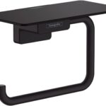 hansgrohe AddStoris - Toilettenpapierhalter mit Ablage, Klopapierhalter für Wandmontage, Klorollenhalter, verdeckte Befestigung, Badezimmer Zubehör, Mattschwarz, 41772670