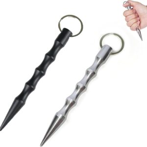 2er Set Kubotan Selbstverteidigung Emergency Hammer,Selbstverteidigung waffen legal Selbstverteidigung Frauen,Silver und Schwarz,Kubotan fur Unterwegs