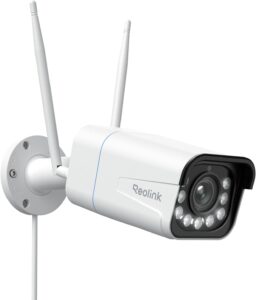 Reolink 4K 8MP Wi-Fi 6 Überwachungskamera Aussen mit 5X Optischem Zoom, Reibungsloser Fernzugriff mit H.265-Aufzeichnung, Farbnachtsicht, Intelligente Erkennung, 2-Wege-Audio, IP67, RLC-811WA