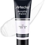 Artecho Acrylfarbe Titanweiß 120 ml, Wasserfest und Lichtecht, Schnell Trocknend, Acrylfarbe für Leinwand, Holz, Stoff, Handwerk, Leder und Stein.