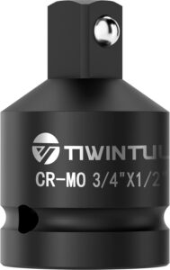 Adapter 3/4 Zoll auf 1/2 Zoll, CR-MO, Reduzierung 3/4 auf 1/2 für Schlagschrauber Nüsse 1/2 Zoll, 6-Punkt, Schwarz Phosphatiert, Für Werkstatt, Traktor, LKW & Industrie, ANSI-Zertifiziert