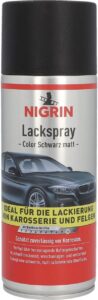 NIGRIN Lackspray, 400 ml, mattschwarzer Autolack, schützt Felgen und Karosserie vor Rost, schnell trocknend, Schwarz