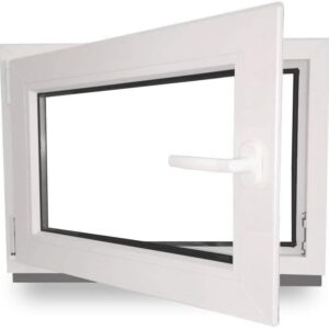 Kellerfenster - Kunststoff - Fenster - innen weiß/außen weiß - BxH: 50 x 40 cm - 500 x 400 mm - DIN Links - 2 fach Verglasung - 60 mm Profil