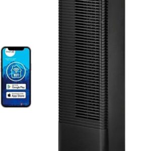 Clean Air Optima CA-904 - Design Heizlüfter - Heizen und kühlender Brise - Heizung: 1000/2000 Watt - Digitaler Thermostat 15-35°C - Oszillation 80º - Geeignet für Räume bis 40m²/100 m³ (Schwarz)