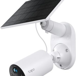 Tapo C410 KIT Solar Überwachungskamera Aussen Akku, 2K 3MP, Farbnachtsicht, MicroSD-Speicher, 6400-mAh Nicht entfernbarer Akku, Zwei-Wege-Audio, Personenerkennung, Alexa&Google Assistant, 2,4 GHz