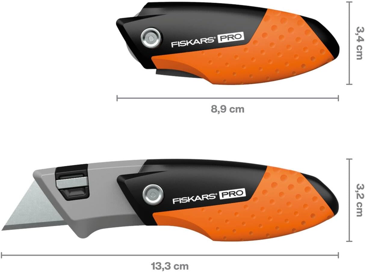 Fiskars Pro Kompaktes Universal-Klappmesser, Länge 12 cm, Rostfreier Stahl/Kunststoff, Schwarz/Orange, CarbonMax, 1062939 – Bild 3