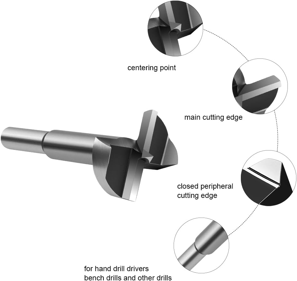 Flintronic Professional ForstnerBohrer, 12 Stück Forstner Bit, Cutter mit Rundschaft, Bohrer für Holz, Zubehör Bohrmaschine für Holzbearbeitung(10,12,15,18,20,22,25,26,28,30,32,35mm) – Bild 3