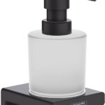 hansgrohe AddStoris - Seifenspender, Lotionspender für Wandmontage, Flüssigseifenspender, verdeckte Befestigung, Badezimmer Zubehör, Mattschwarz, 41745670
