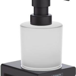 hansgrohe AddStoris - Seifenspender, Lotionspender für Wandmontage, Flüssigseifenspender, verdeckte Befestigung, Badezimmer Zubehör, Mattschwarz, 41745670