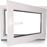 JeCo Kellerfenster - Kunststoff - Fenster - innen weiß/außen weiß - BxH: 80 x 40 cm - 800 x 400 mm - DIN Rechts - 2 fach Verglasung - 60 mm Profil