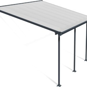 Canopia by Palram Terrassenüberdachung Alu Feria 3X4.25 Polycarbonat Hohlkammerplatten Pergola 425 x 300 cm Grau zur Überdachung ihrer Terrasse