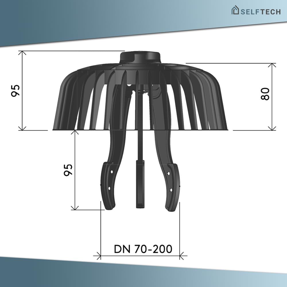 Laubfangkorb Kiesfangkorb mit Drehmechanik - Gegen Rohrverstopfungen - Individuell einstellbar von 70-200mm - Ablauf-Schutz für Flachdach und Garage – Bild 3