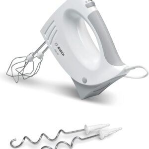 Bosch Handrührer MFQ3530, Handrührgerät, 2 Rührbesen, 2 Edelstahl-Knethaken,spülmaschinengeeignet, 5 Stufen, 450 W, weiß