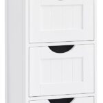 VASAGLE Badezimmerschrank, Badschrank, Beistellschrank mit 4 Schubladen, 30 x 30 x 82 cm, für Badezimmer, Wohnzimmer, Esszimmer, Küche, modern, weiß LHC40W