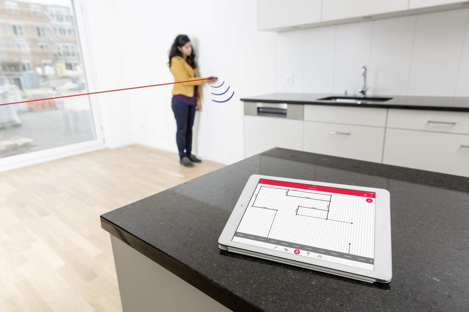 Leica DISTO X3 – robuster Laser Entfernungsmesser (Schutzklasse IP65) mit Bluetooth (App-Nutzung) für Distanzmessungen unter härtesten Bedingungen (Innenbereich mit 150 m Reichweite) – Bild 4