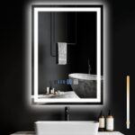 Spiegel Bad Badspiegel mit Beleuchtung - LED Badezimmerspiegel 50x70 cm Wandspiegel Badezimmer IP44 mit Touch-Schalter und Uhr Entfogger-Funktion Licht Dimmbar 3000K-6500K
