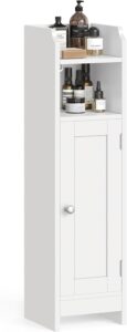 VASAGLE Toilettenschrank, Badezimmerschrank, Badschrank, schmales Badregal, verstellbare Ablagen, platzsparend, einfache Montage, weiß BBC310W01