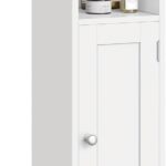 VASAGLE Toilettenschrank, Badezimmerschrank, Badschrank, schmales Badregal, verstellbare Ablagen, platzsparend, einfache Montage, weiß BBC310W01
