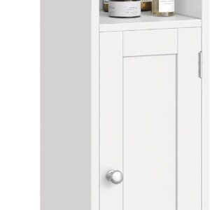 VASAGLE Toilettenschrank, Badezimmerschrank, Badschrank, schmales Badregal, verstellbare Ablagen, platzsparend, einfache Montage, weiß BBC310W01