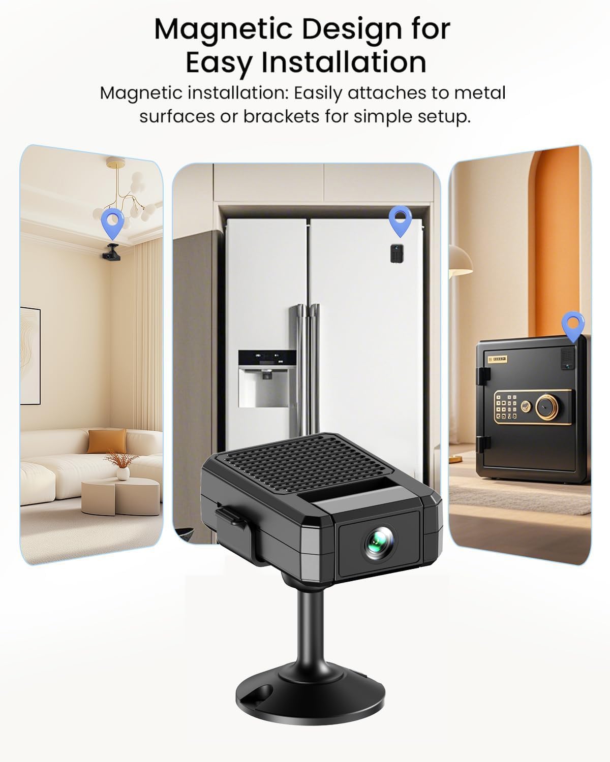 Mini WLAN Kamera, 4K HD Überwachungskamera 180° drehbarem Objektiv, Remote Viewing für Sicherheit mit APP, mit Nachtsicht, Bewegungserkennung – Bild 5