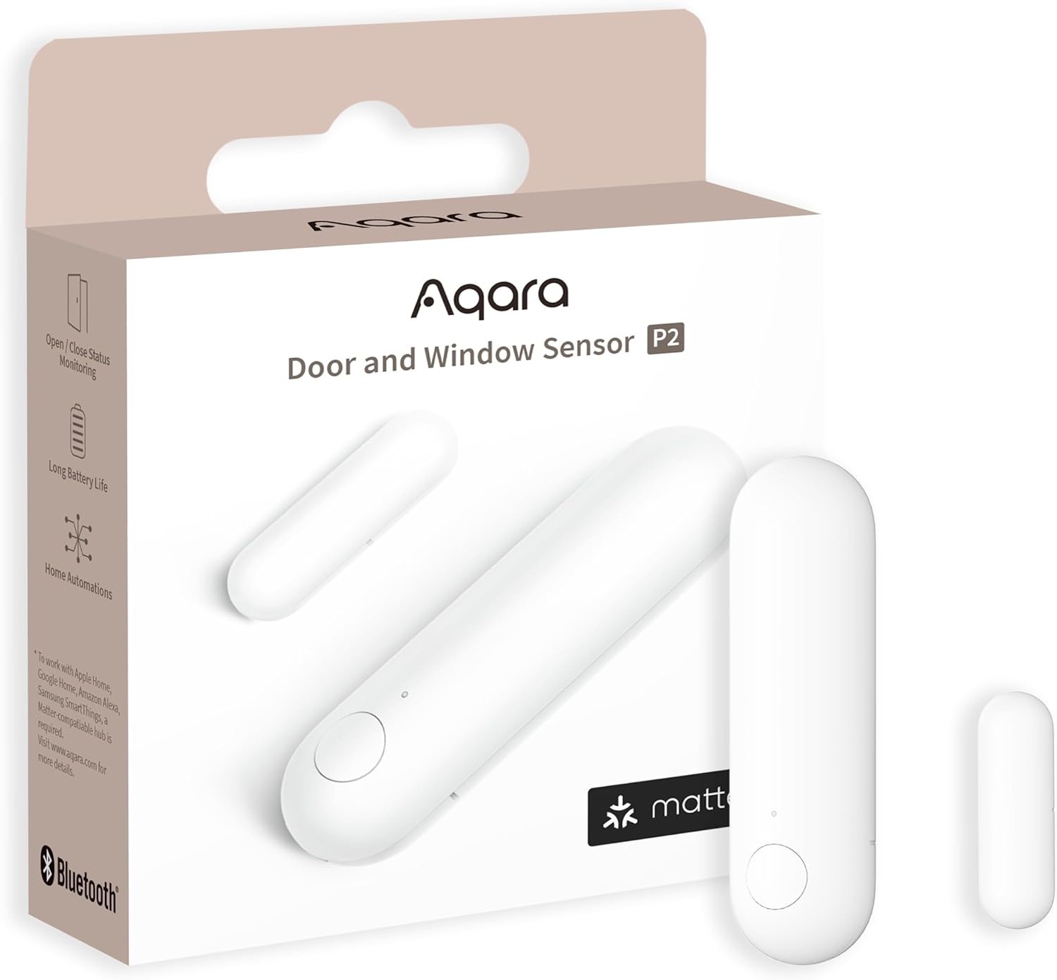 Aqara Tür- und Fenstersensor P2, Matter over Thread, Erfordert Thread Border Router, Fernalarm, Lokale Automatisierung, Native Unterstützung von Matter, Apple Home, Google Home, Alexa und SmartThings