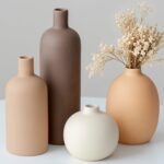 Moderne Vasen-Set, 4-teilig, Keramik, Morandi-Farben, Minimalistische Tischdekoration, Nordischer Stil, Neutral Boho Skandinavische Deko Vase(4er-Set Light Coffee)