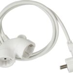 Brennenstuhl Qualitäts-Kunststoff-Verlängerungskabel mit Flachstecker (Verlängerungskabel flach für innen mit 3m Kabel, Strom-Verlängerungskabel mit Doppelsteckdose, 2-Fach Verlängerungskabel) weiß