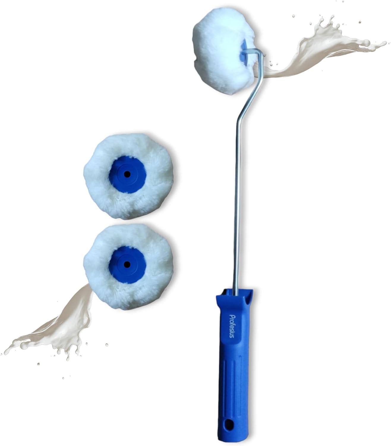 Profi Eckenroller Eckroller Eckwalze + Ersatzrollen Farbroller Maler Farbwalze - Farbauftrag in Ecken, Kanten und engen Räumen…(Bügel + 3 Rollen)