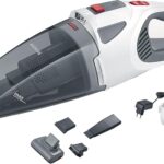 Severin 4-in-1 Akku-Handstaubsauger, kabelloser Nass- & Trockensauger für Autositze, Handsauger für Tierhaare & Flüssigkeiten, bis zu 30 Min Laufzeit im Eco-Mode, weiß-graurot, HV 7146