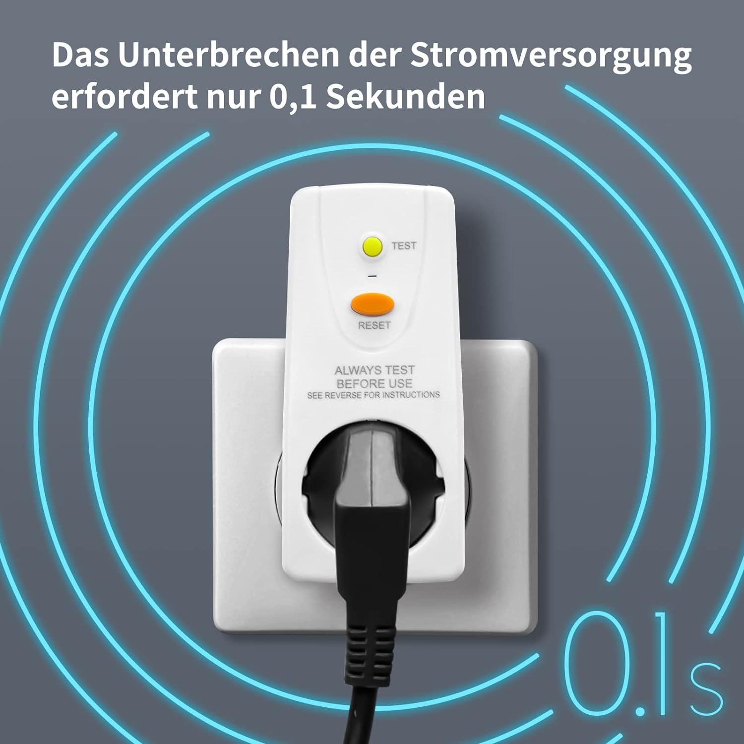Fi Schutzschalter Steckdose,Personenschutzstecker Anti-Leckagen und Elektro-Schock, 10mA-Schutzkontakt 230 V,16A Schutzschalter Stecker, passend für Haushalt Geräte, Werkzeuge, außen – Bild 4