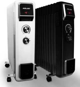 Ölradiator 2500 Watt mit 3 Heizstufen | Thermostat | 11 Rippen elektro Heizkörper | Öl Radiator energiesparend | Überhitzungsschutz | elektrische Heizung | ECO Mode | 1000 1500 (schwarz)