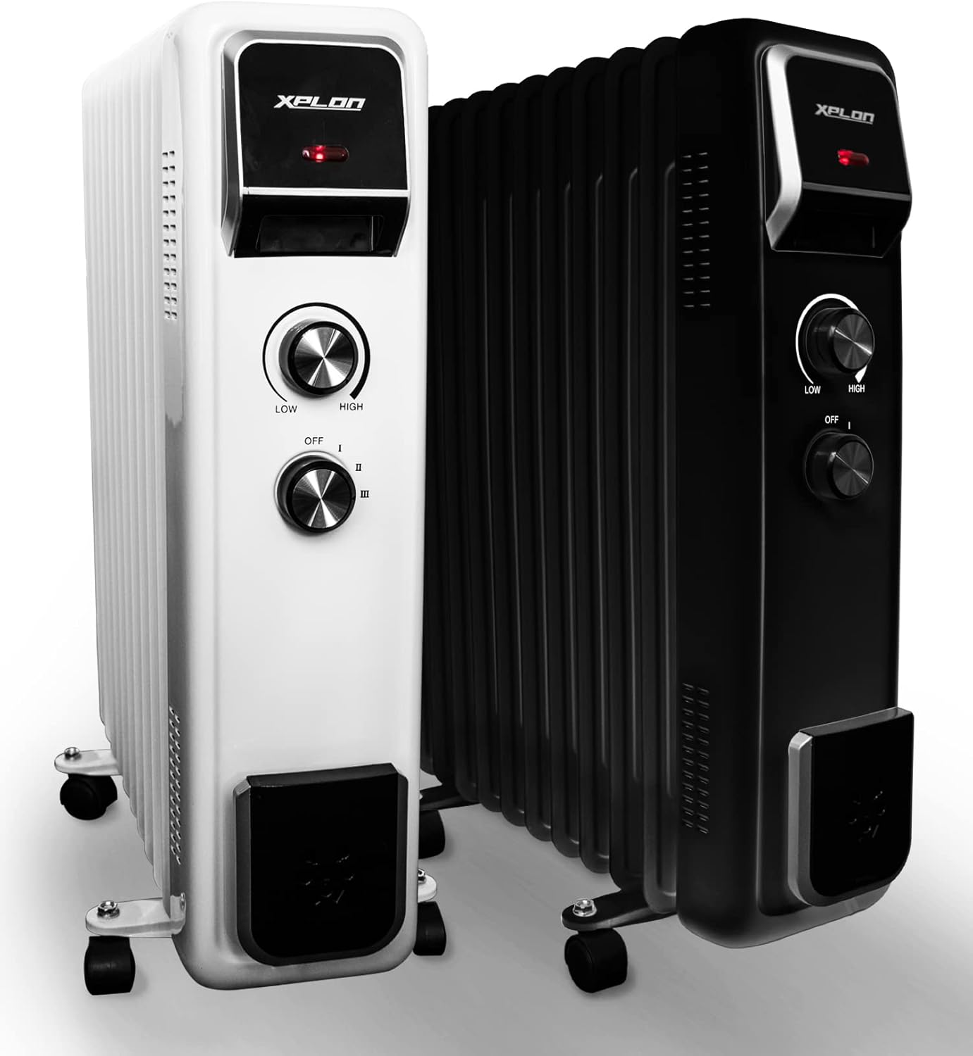 Ölradiator 2500 Watt mit 3 Heizstufen | Thermostat | 11 Rippen elektro Heizkörper | Öl Radiator energiesparend | Überhitzungsschutz | elektrische Heizung | ECO Mode | 1000 1500 (schwarz)