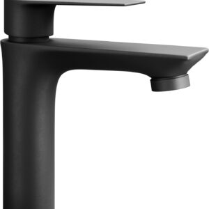 Planetmöbel Wasserhahn Bad-Mischbatterie, Waschtischarmatur mit Keramik Kartusche, Armatur für Waschbecken Badezimmer, Einhebelmischer, Höhe 17 cm, schwarz matt