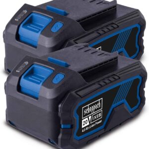 Original Scheppach 20V Akku Doppelpack Set 2x 4Ah Akku Ersatzakku | 20V-IXES-Serie | Ladezeit 60–120 Min je nach Ladegerät | 3stufige Ladeanzeige | Staub-& korrosionsgeschützt | Einzelzellenmanagement