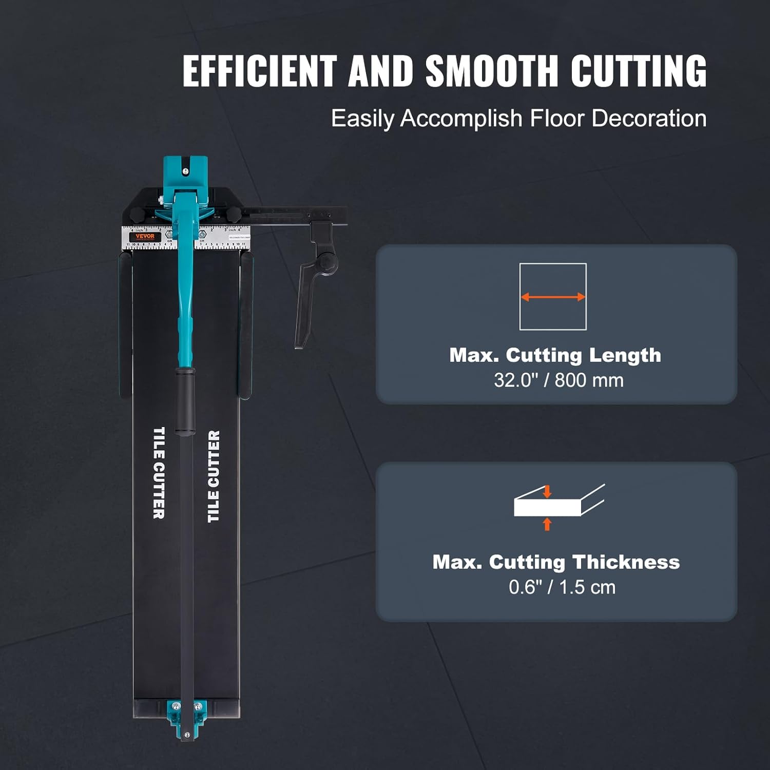 VEVOR Fliesenschneider mit einer Gesamtschnittlänge von 800mm, Schnittstärke 4-15mm Mindest. Schnittbreite 25mm Fliesenschneidmaschine inkl. Extra Schneidrad Fliesenverlegungs-& Renovierungsprojekten – Bild 2