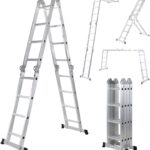 𝐂𝐑𝐀𝐅𝐓𝐅𝐔𝐋𝐋 Aluminium Mehrzweckleiter CF-104A | 𝟑 𝐉𝐀𝐇𝐑𝐄 𝐆𝐀𝐑𝐀𝐍𝐓𝐈𝐄 - 6in1 Multifunktionsleiter - 16 Sprossen - 450 cm Leiter - Gelenkleiter - Leitergerüst (Silber 4x4 Sprossen)